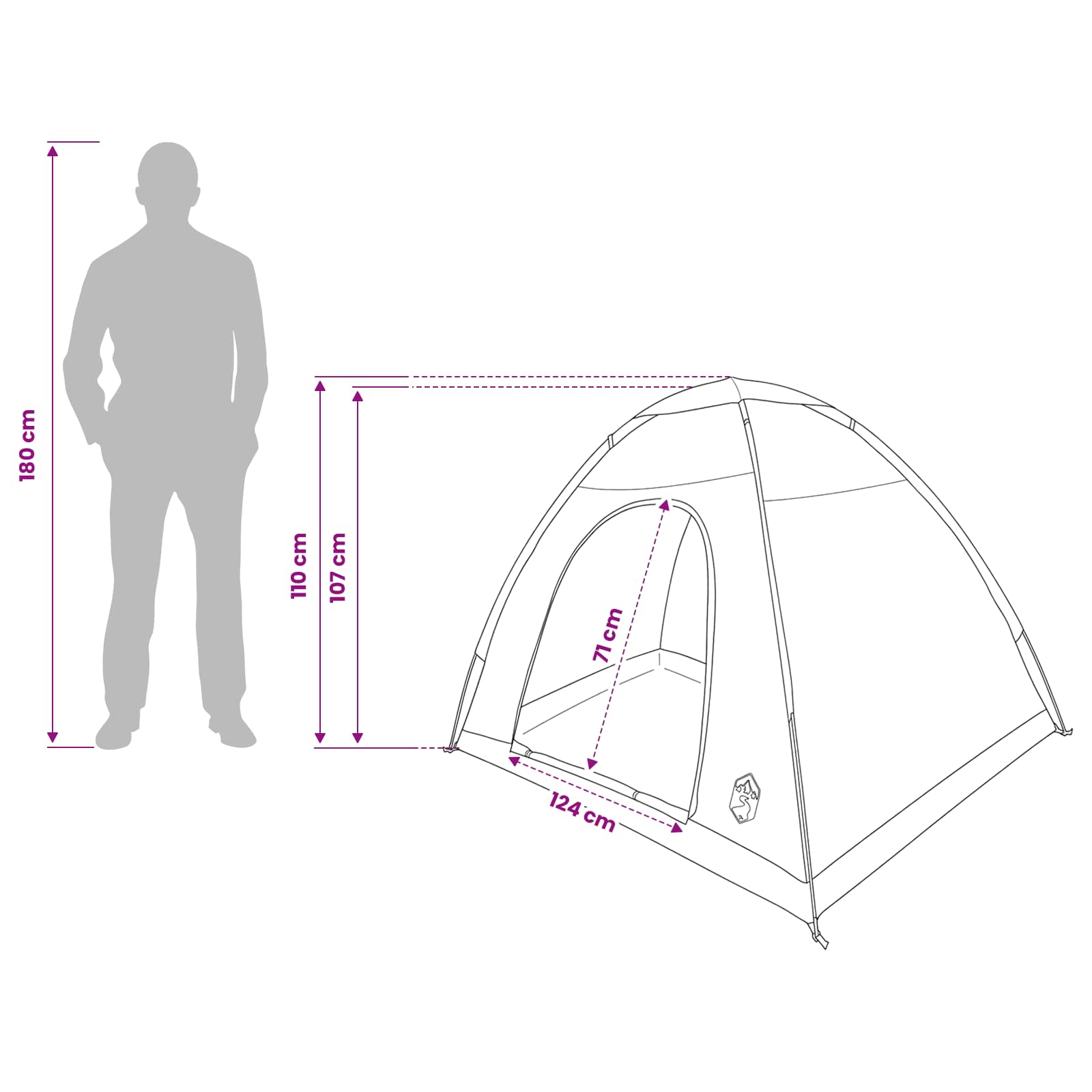 Campingzelt 2 Personen Blau 185T Polyester mit PU-Beschichtung