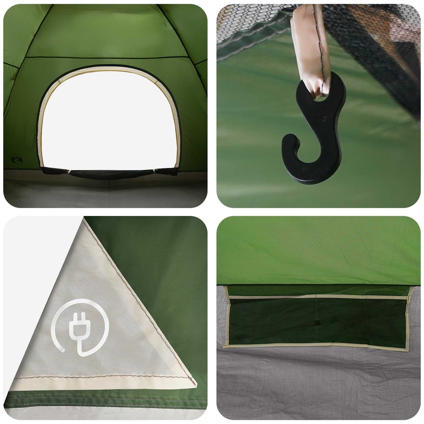 Campingzelt 4 Personen Grün 185T Polyester mit PU-Beschichtung