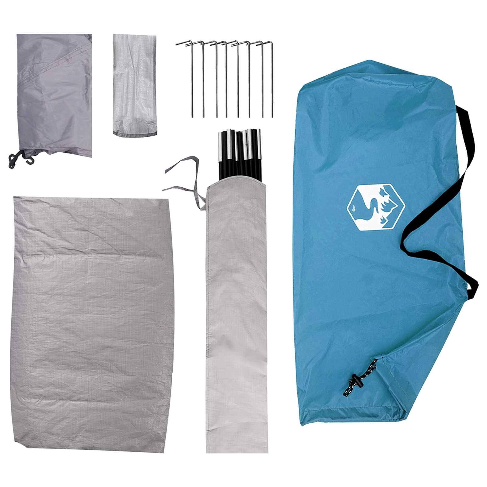 Campingzelt 4 Personen Blau 185T Polyester mit PU-Beschichtung