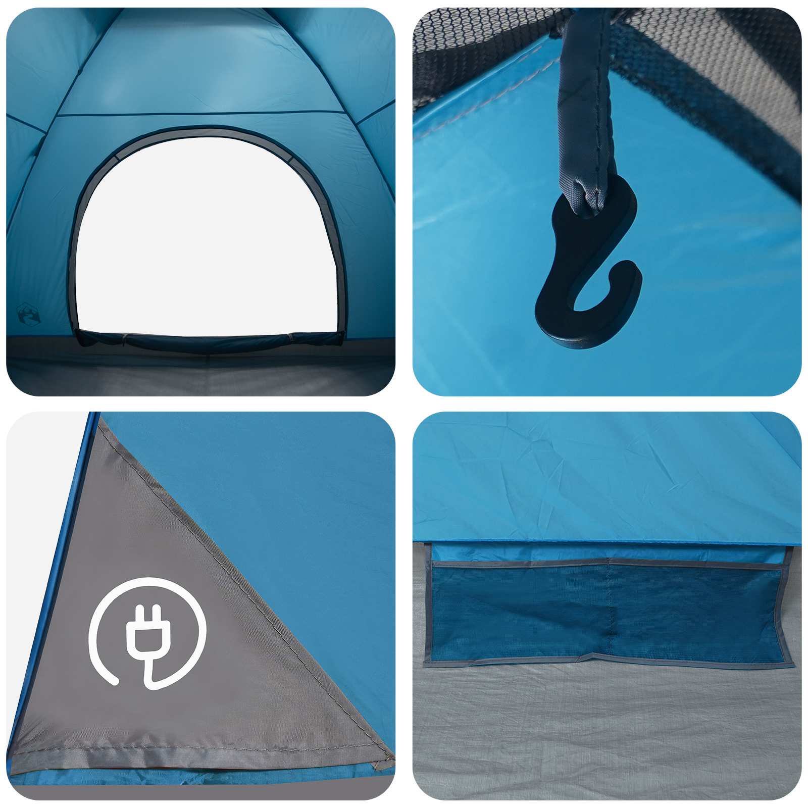 Campingzelt 4 Personen Blau 185T Polyester mit PU-Beschichtung