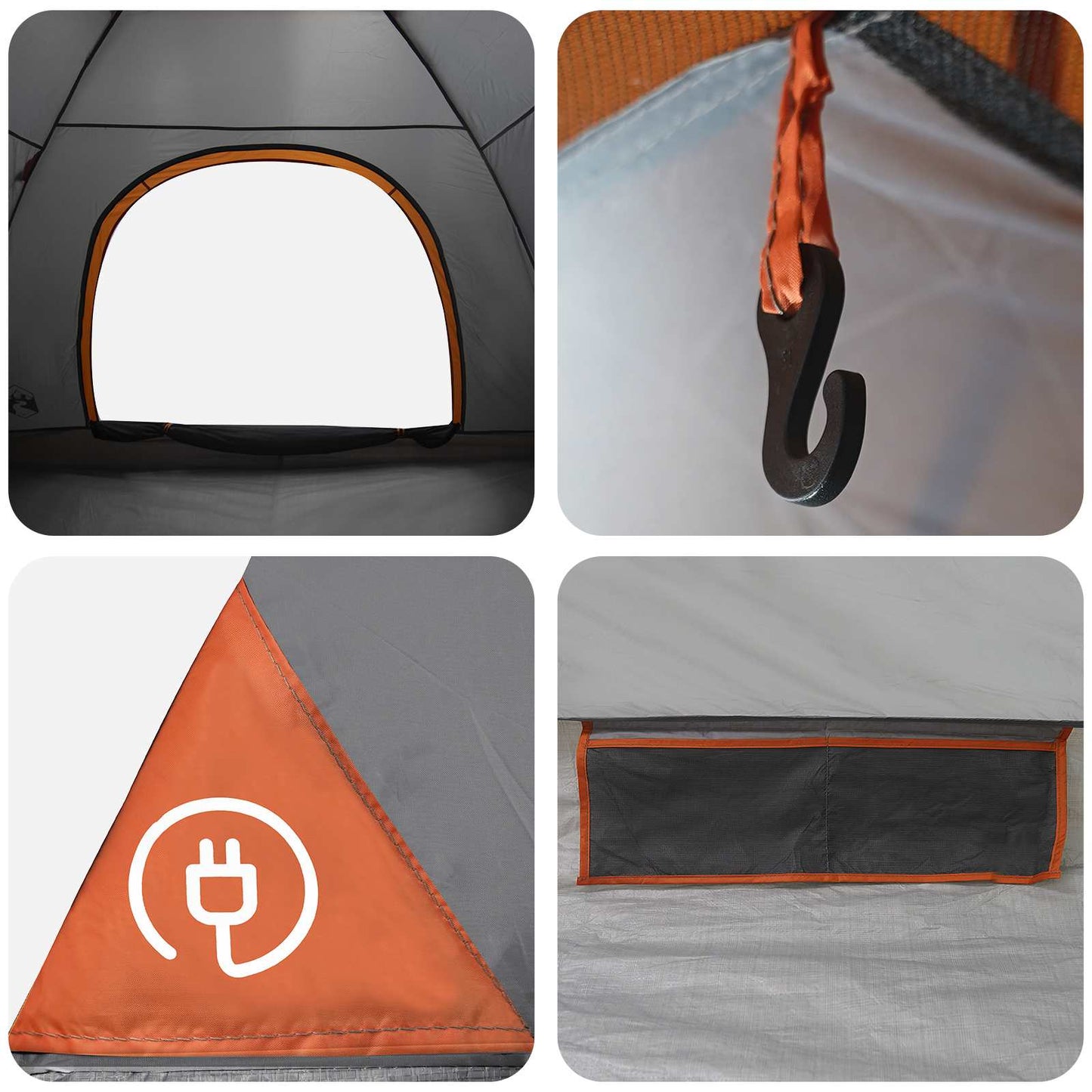 Campingzelt 4 Personen Grau und Orange