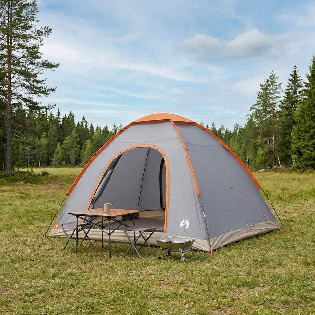 Campingzelt 4 Personen Grau und Orange