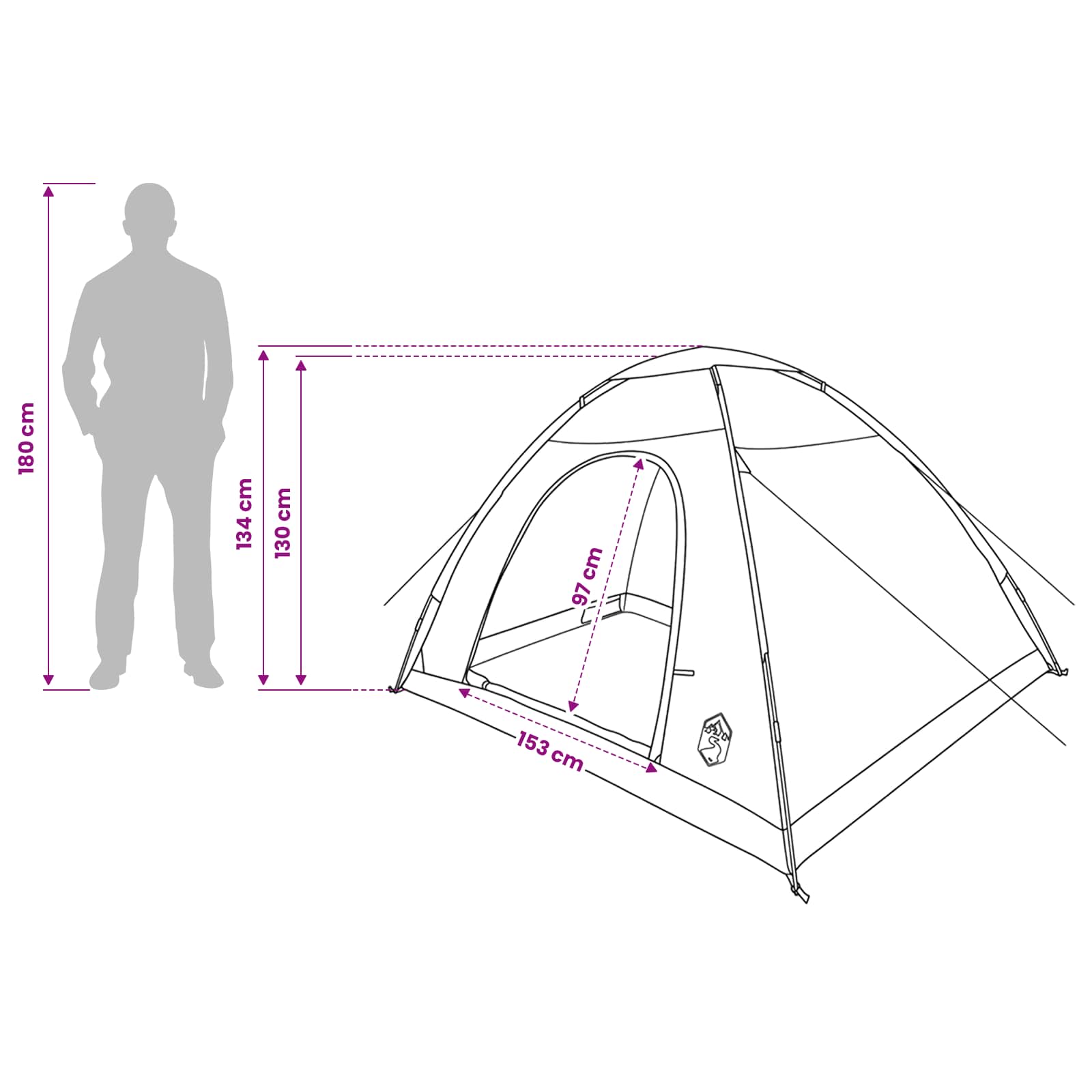 Campingzelt 4 Personen Weiß Blackout