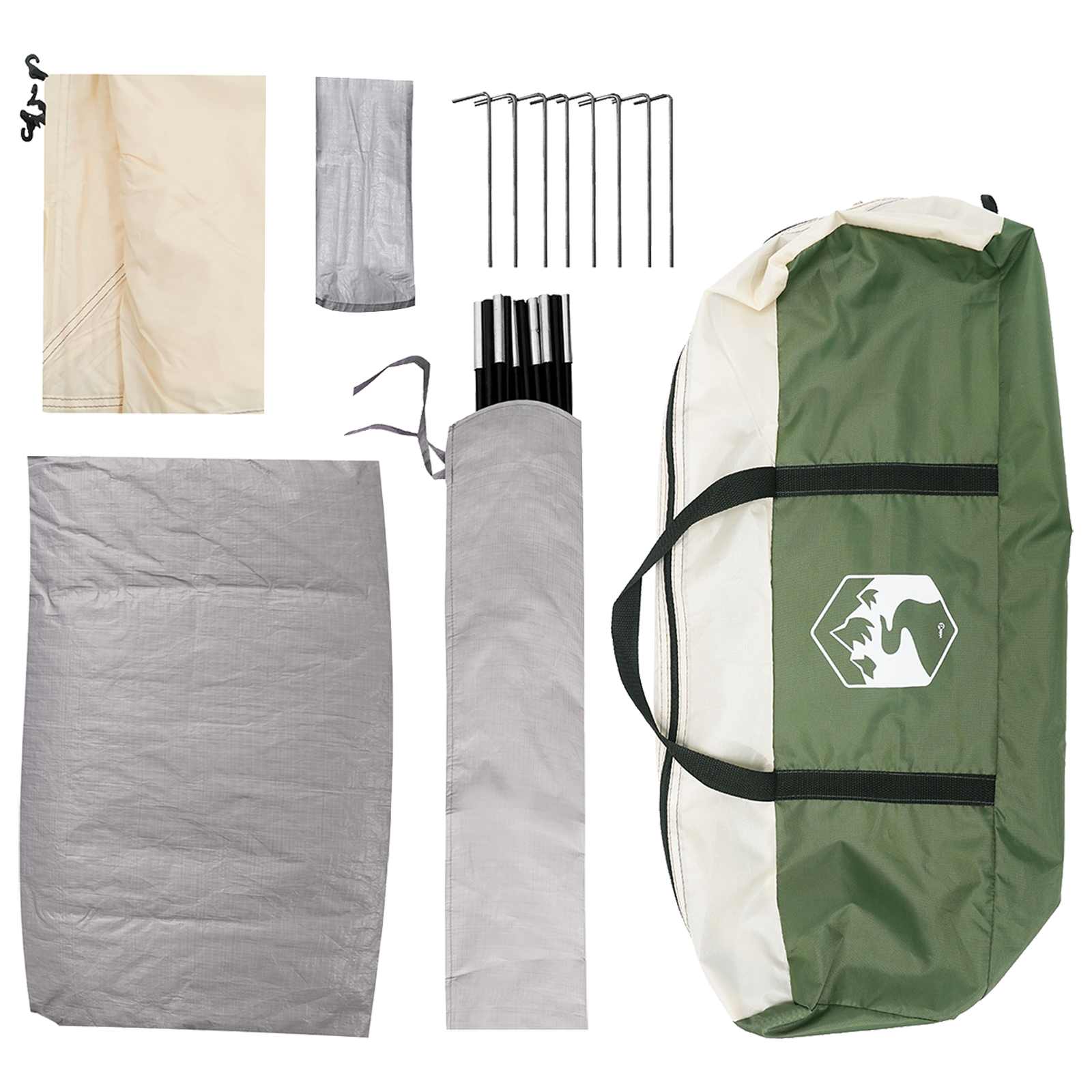 Campingzelt 6 Personen Grün 185T Polyester mit PU-Beschichtung