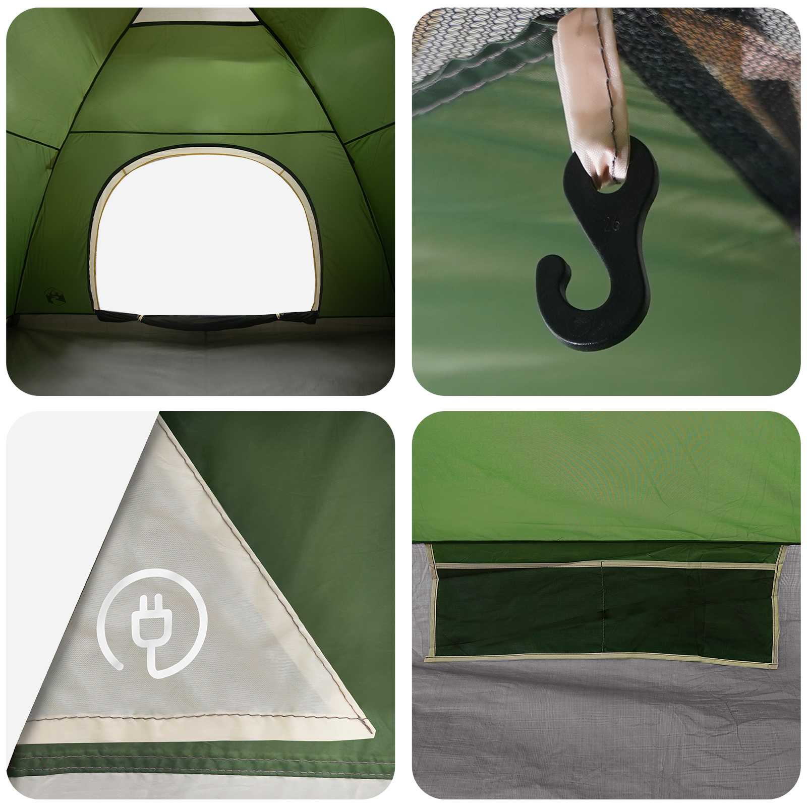 Campingzelt 6 Personen Grün 185T Polyester mit PU-Beschichtung