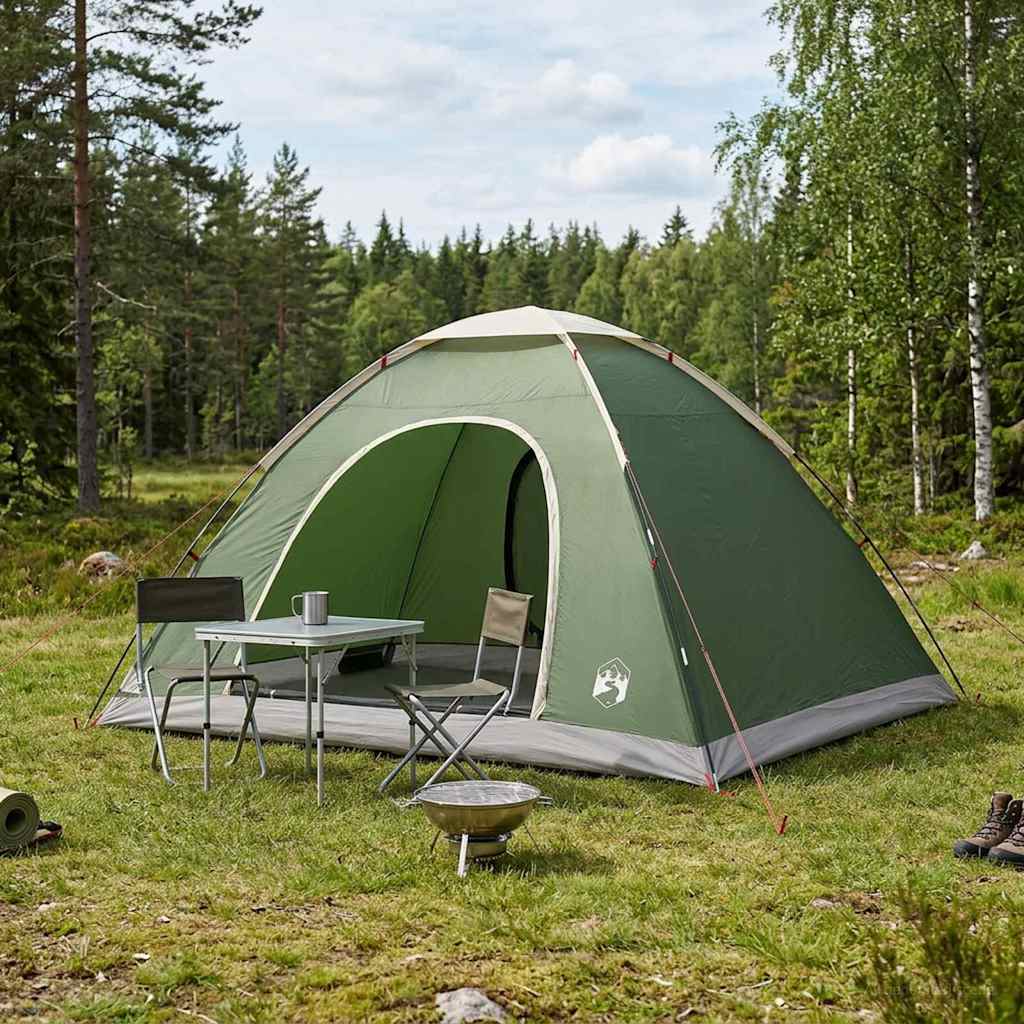 Campingzelt 6 Personen Grün 185T Polyester mit PU-Beschichtung