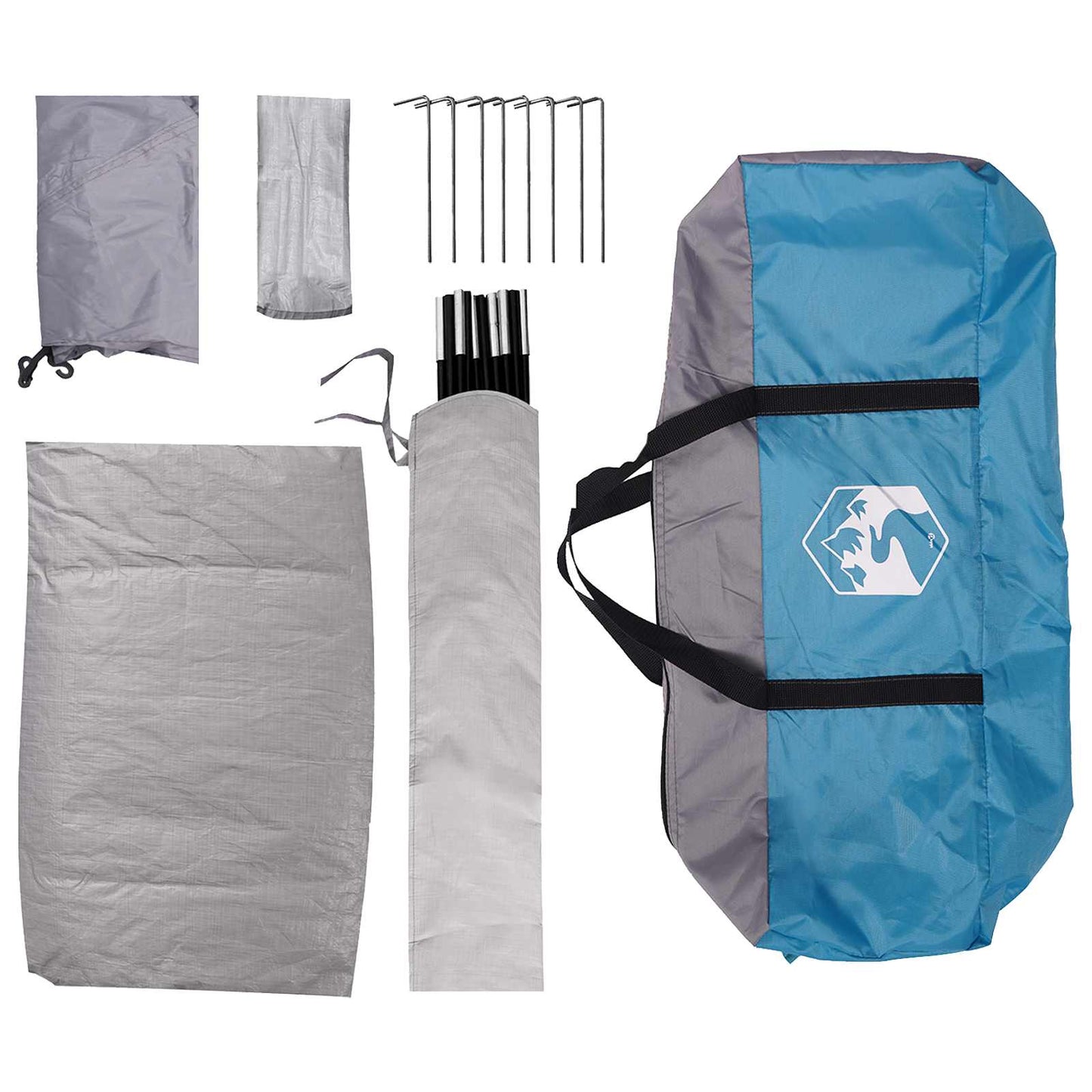 Campingzelt 6 Personen Blau 185T Polyester mit PU-Beschichtung