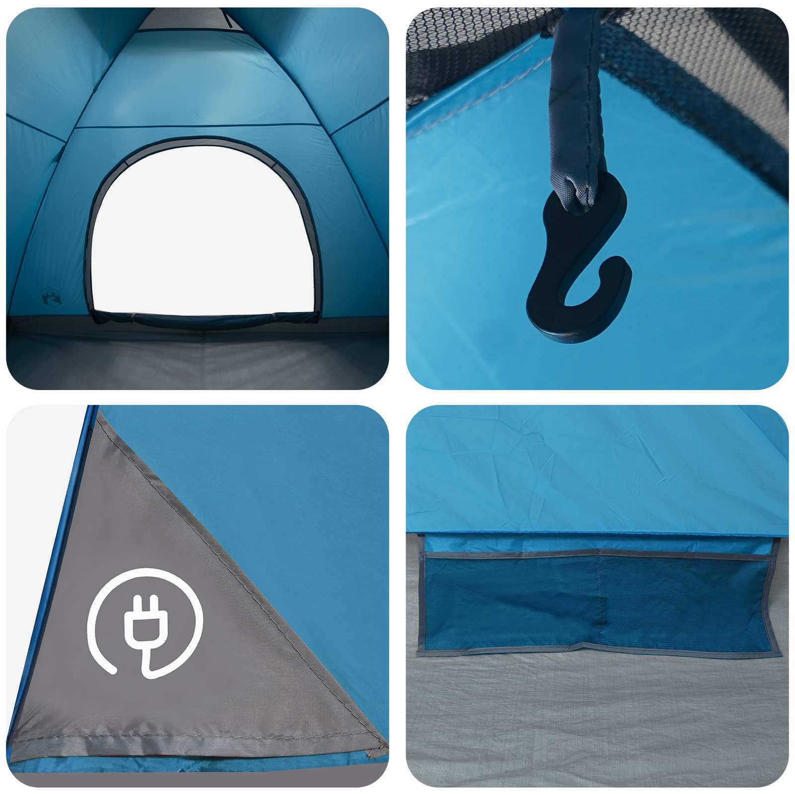 Campingzelt 6 Personen Blau 185T Polyester mit PU-Beschichtung