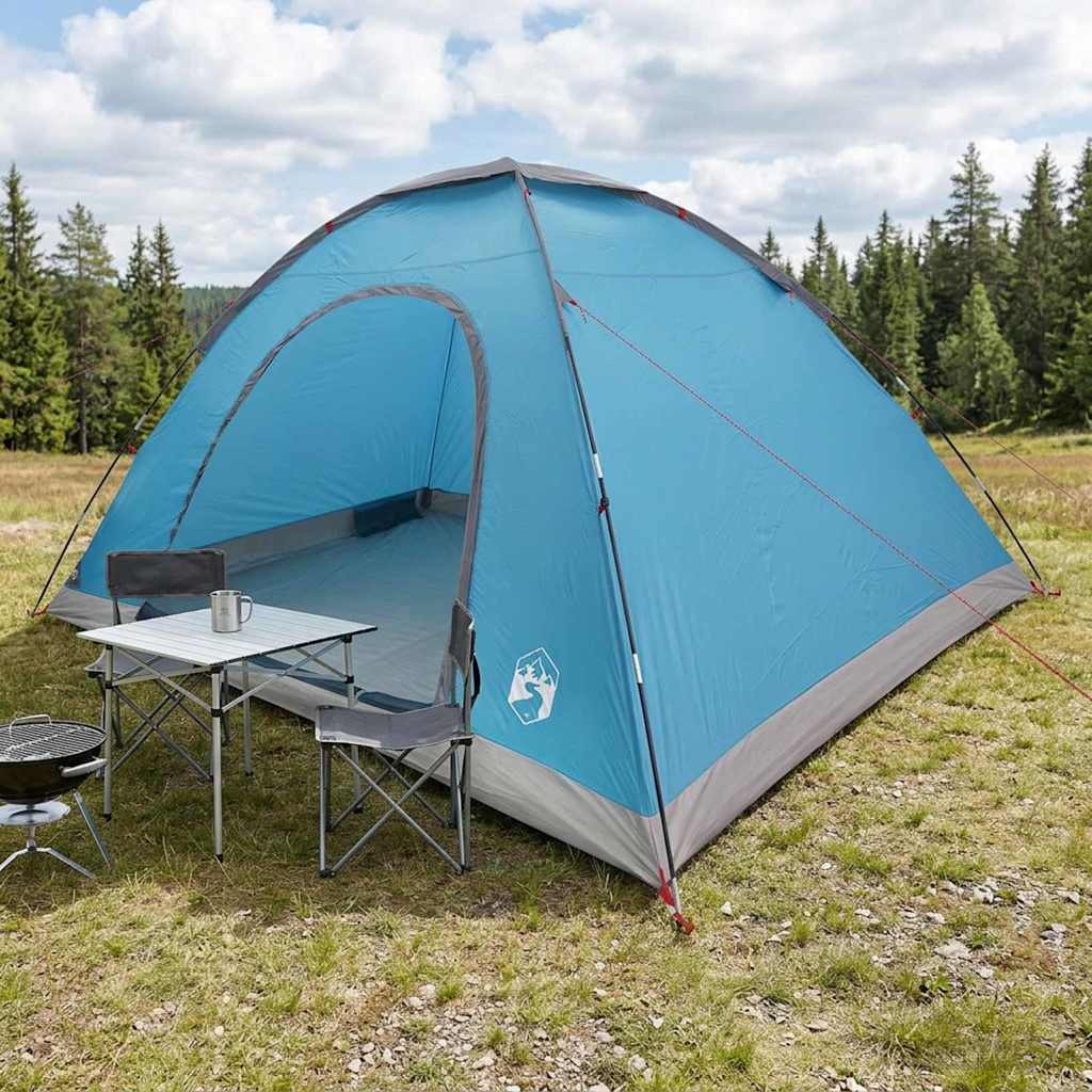 Campingzelt 6 Personen Blau 185T Polyester mit PU-Beschichtung