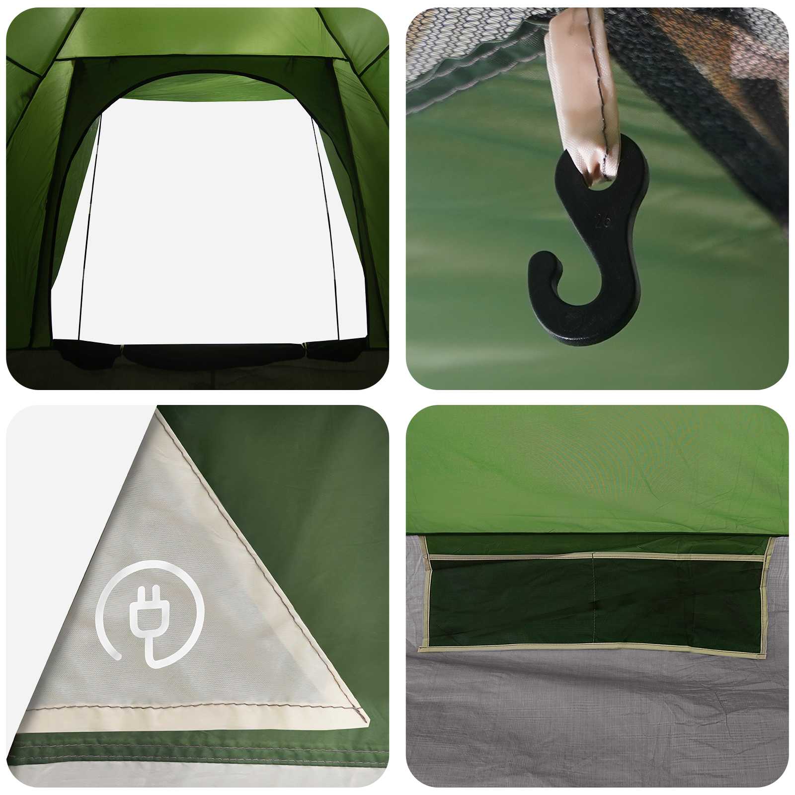 Campingzelt 2 Personen Grün Polyester und Stahl