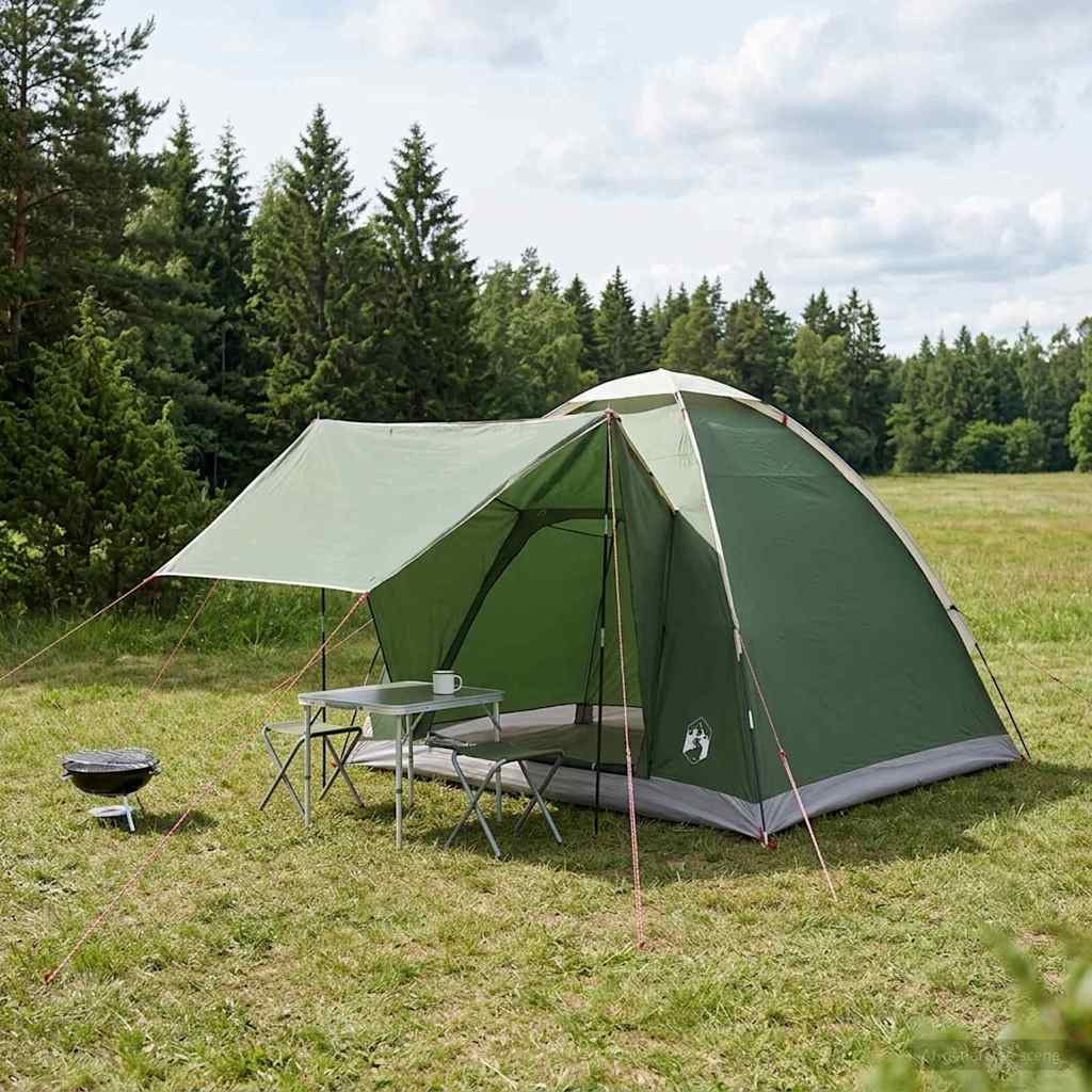 Campingzelt 2 Personen Grün Polyester und Stahl