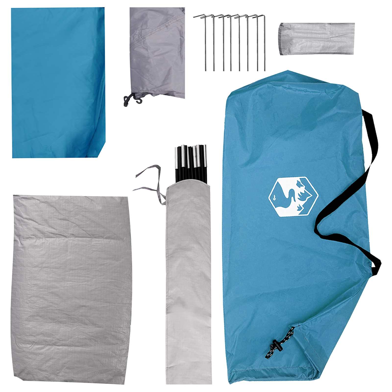 Campingzelt 2 Personen Blau Polyester und Stahl