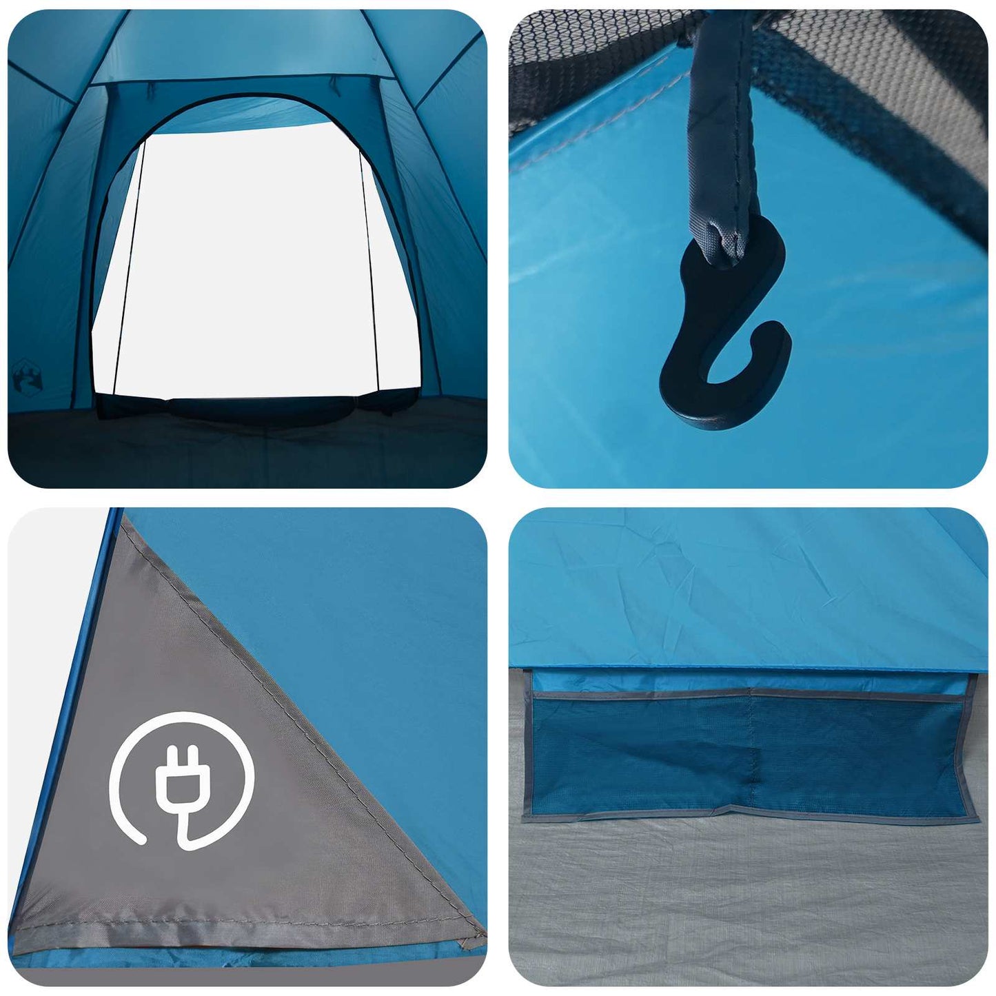 Campingzelt 2 Personen Blau Polyester und Stahl