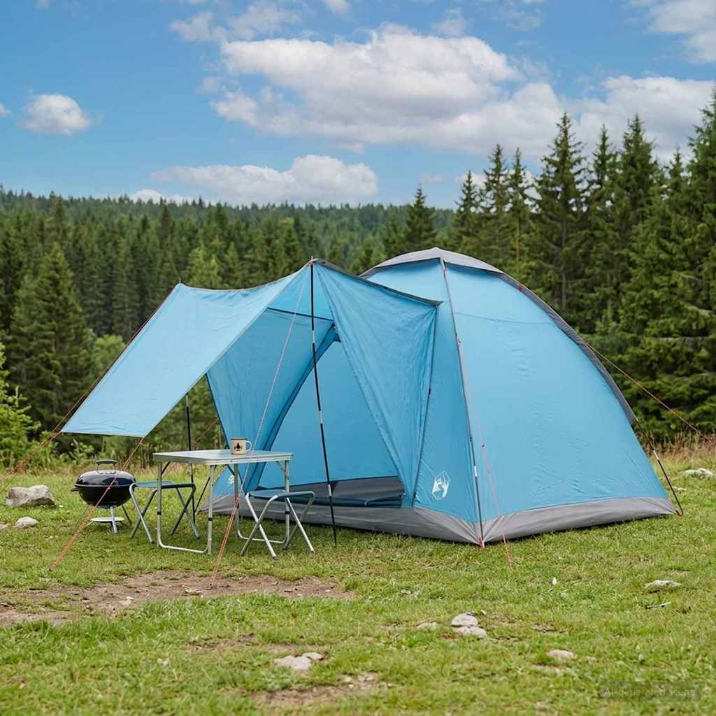 Campingzelt 2 Personen Blau Polyester und Stahl