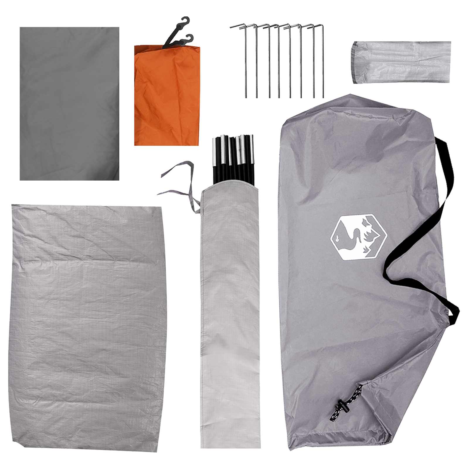 Campingzelt 2 Personen Grau und Orange Polyester und Stahl
