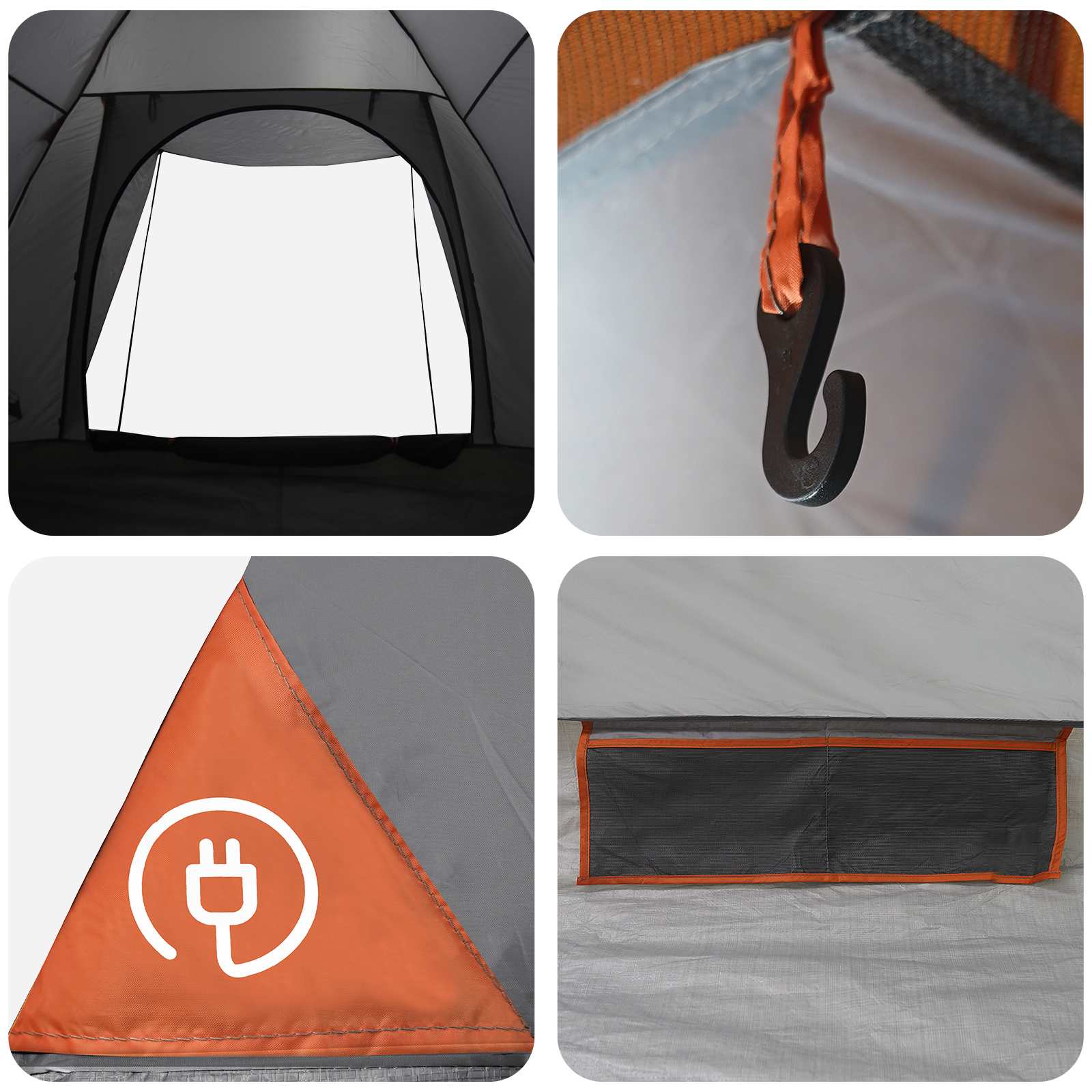 Campingzelt 2 Personen Grau und Orange Polyester und Stahl
