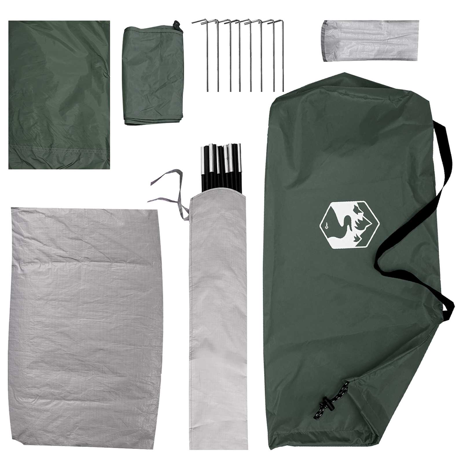 Campingzelt 2 Personen Olivegrün Polyester und Stahl