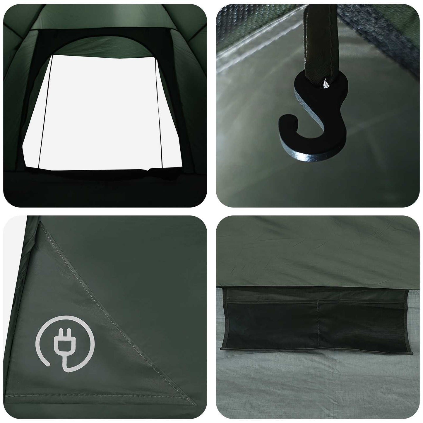 Campingzelt 2 Personen Olivegrün Polyester und Stahl