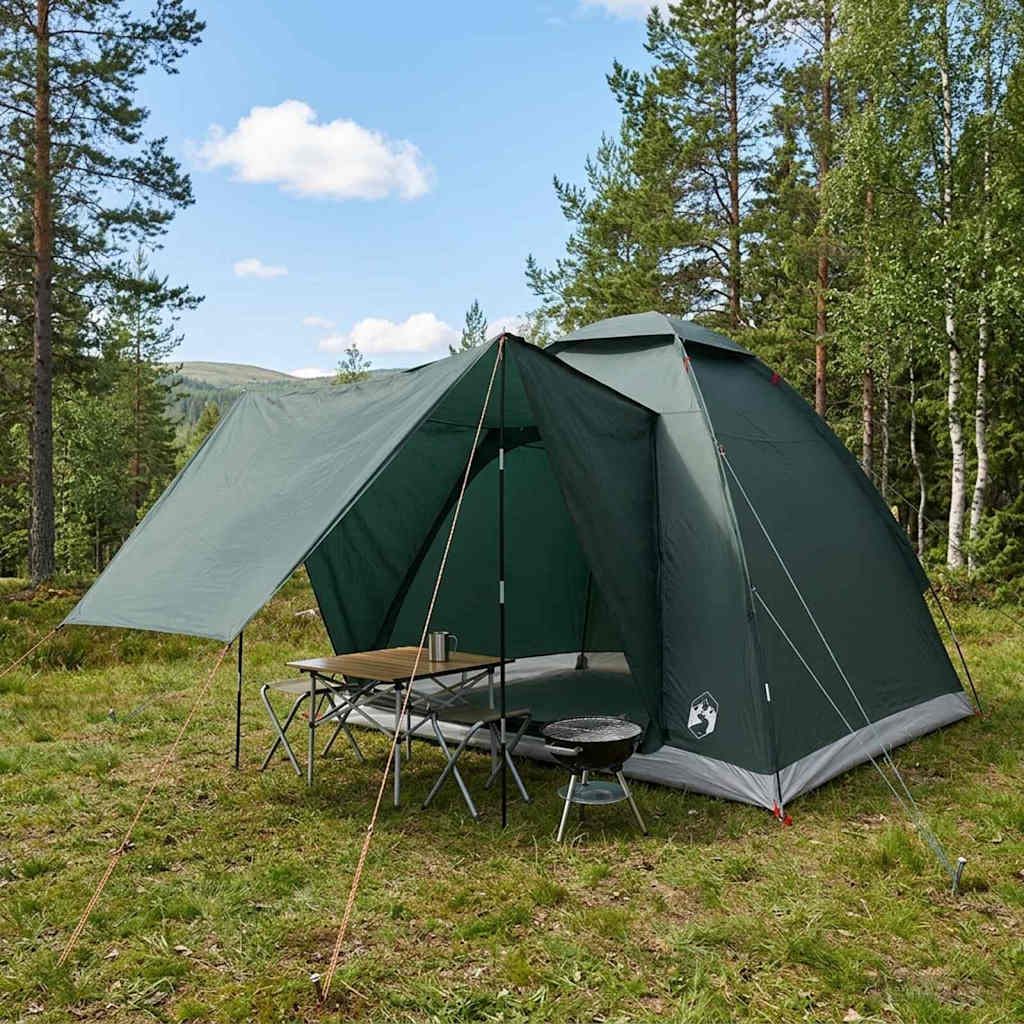 Campingzelt 2 Personen Olivegrün Polyester und Stahl