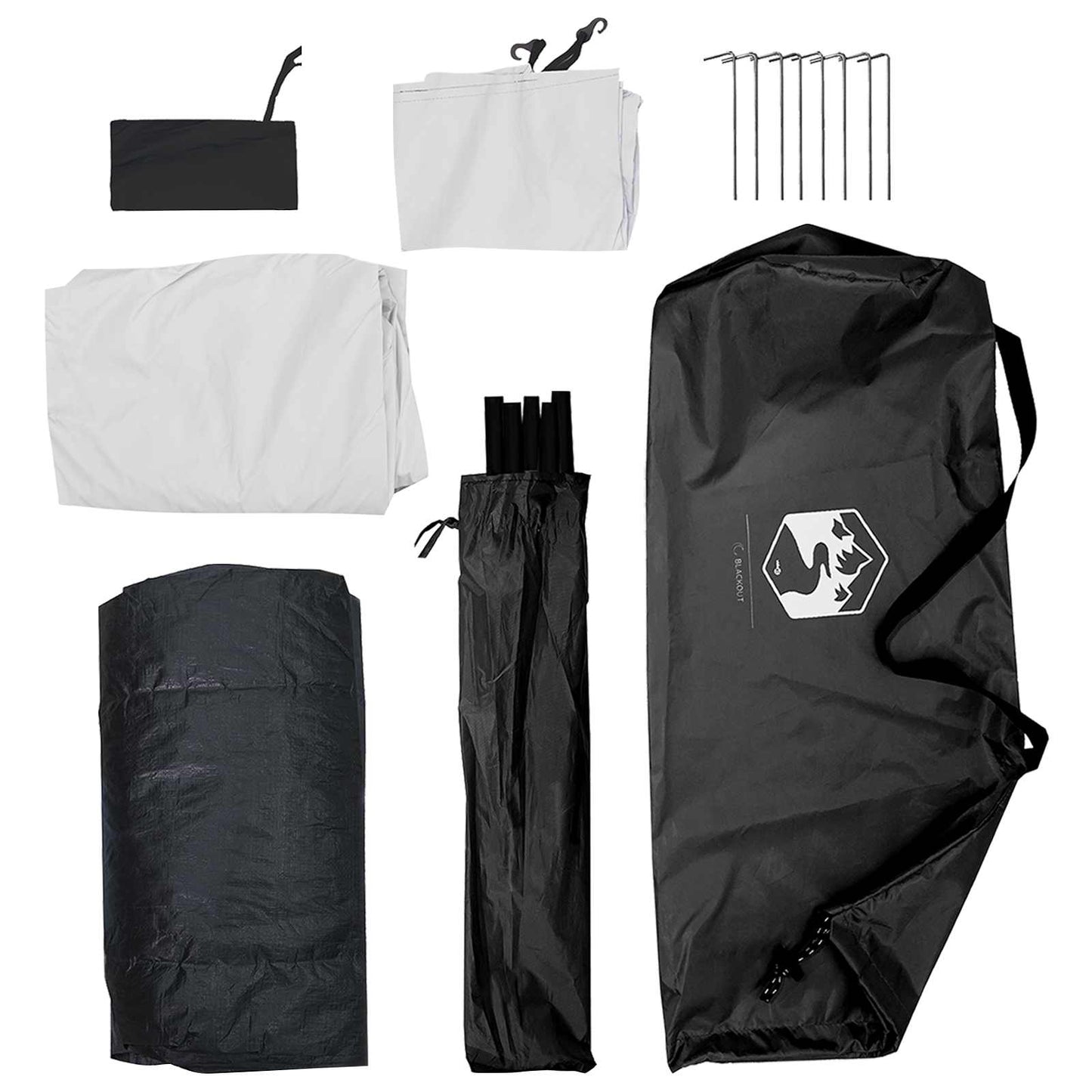 Campingzelt 2 Personen Weiß Blackout Polyester und Stahl