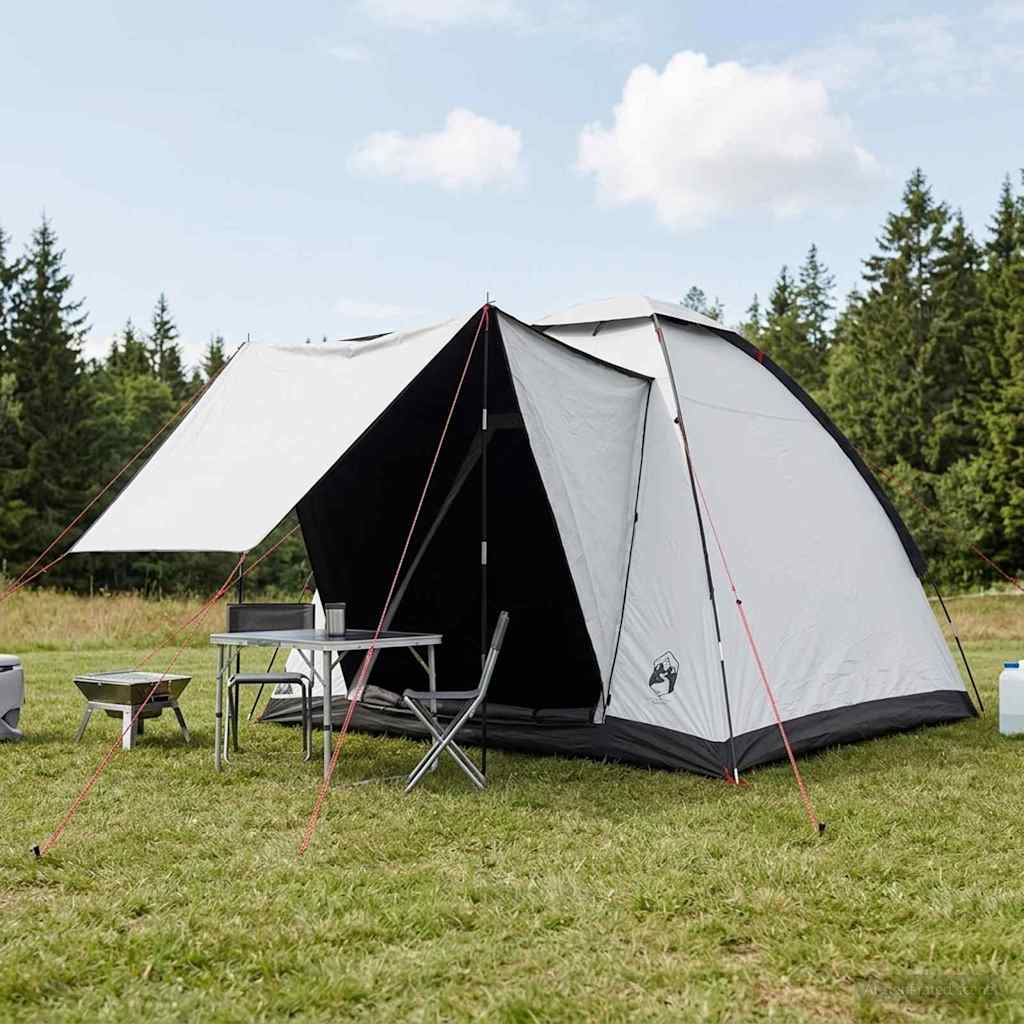 Campingzelt 2 Personen Weiß Blackout Polyester und Stahl