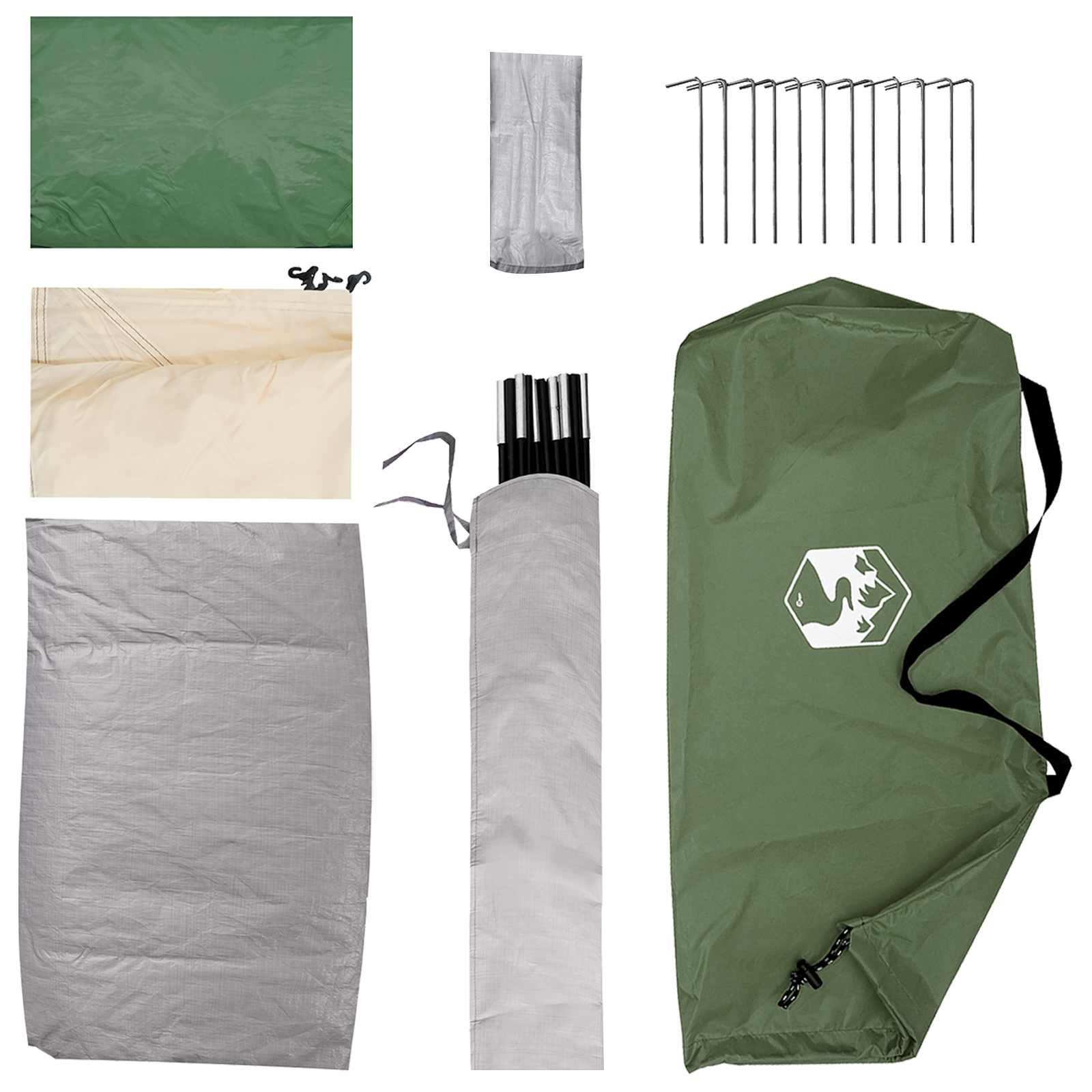 Campingzelt 4 Personen Grün Polyester und Stahl