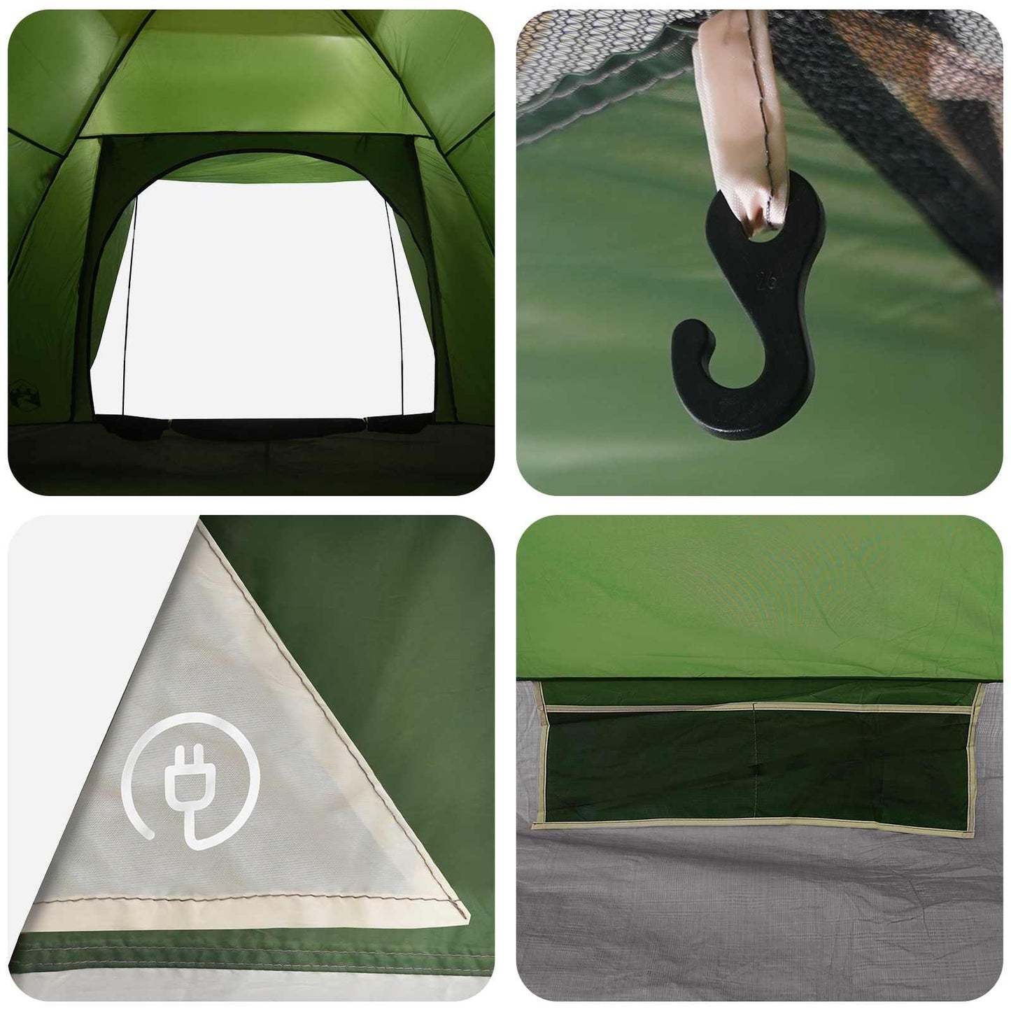 Campingzelt 4 Personen Grün Polyester und Stahl