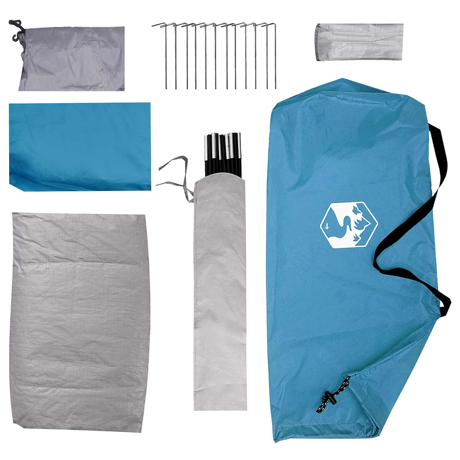 Campingzelt 4 Personen Blau Polyester und Stahl