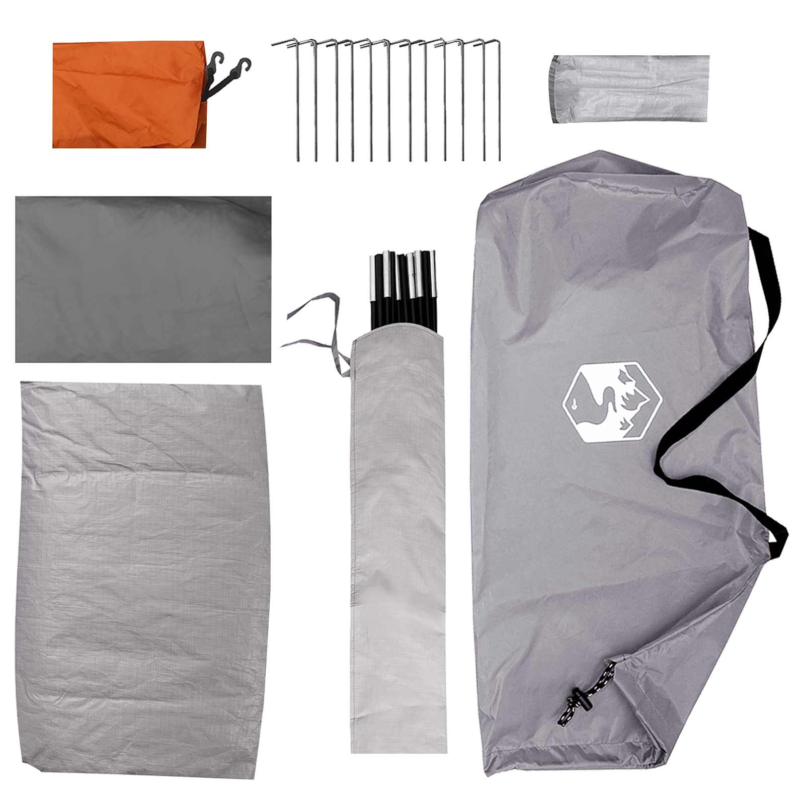 Campingzelt 4 Personen Grau und Orange Polyester und Stahl