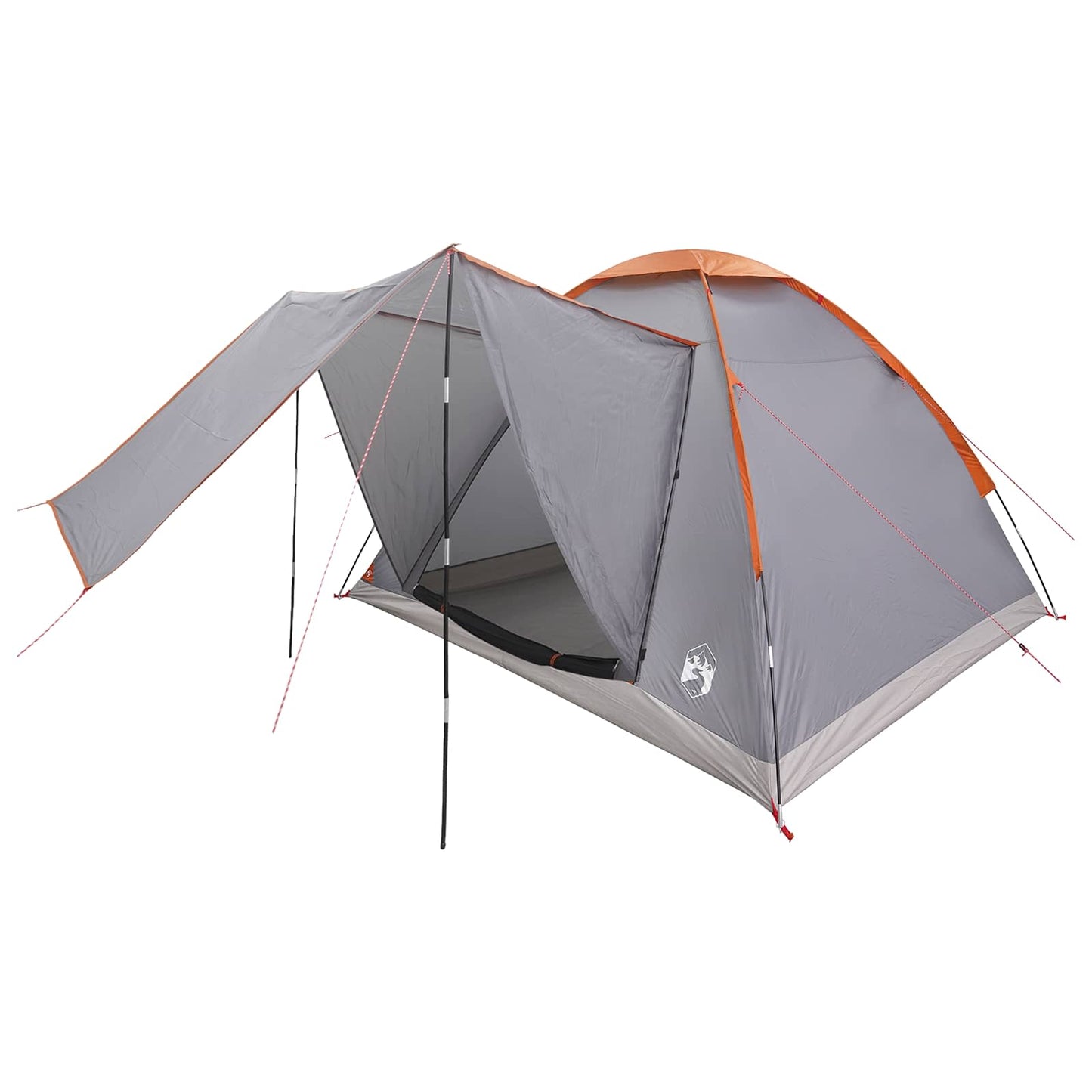 Campingzelt 4 Personen Grau und Orange Polyester und Stahl