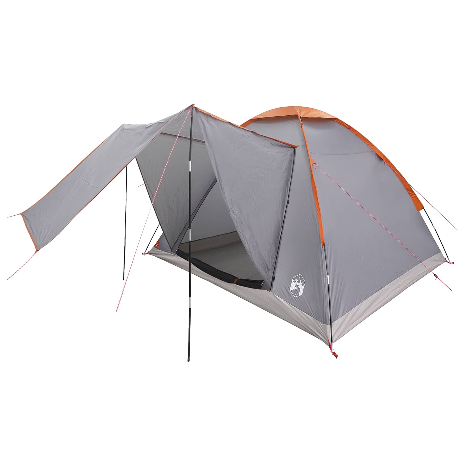 Campingzelt 4 Personen Grau und Orange Polyester und Stahl