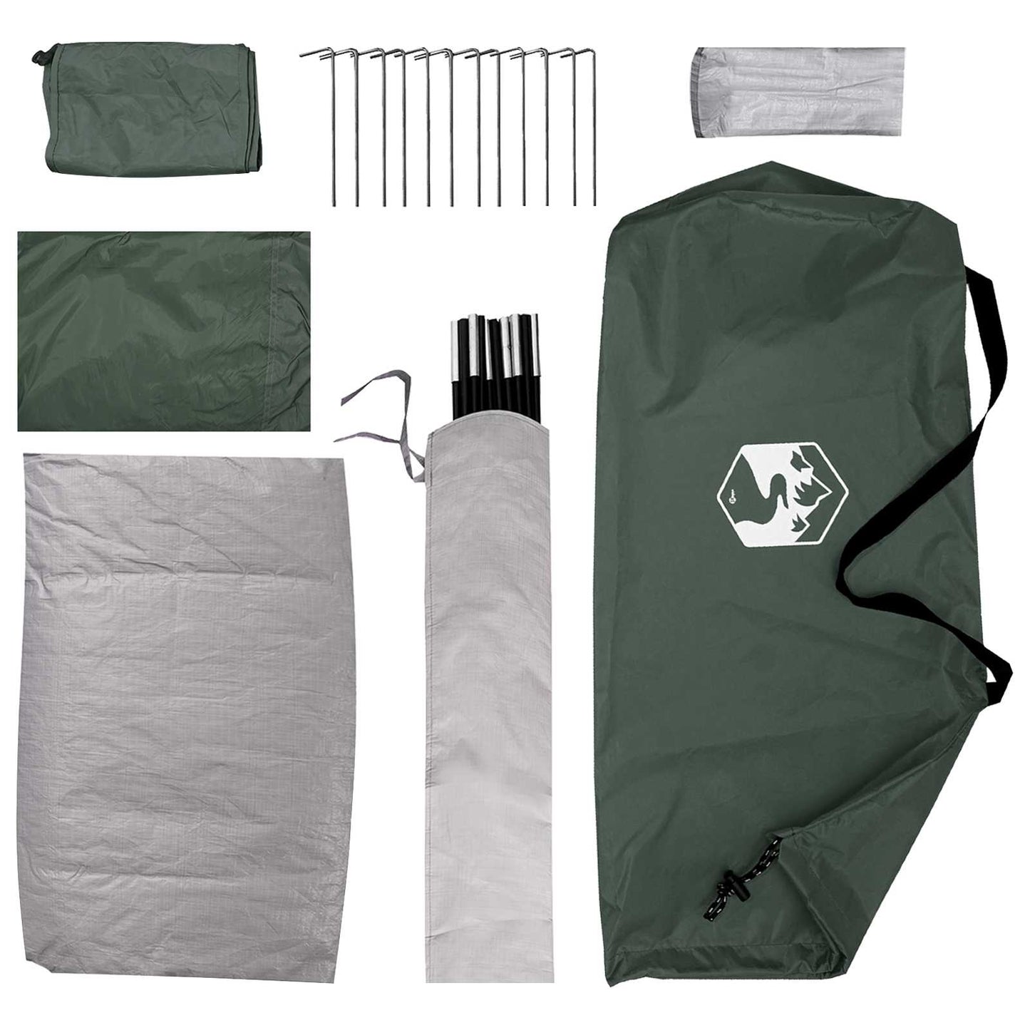 Campingzelt 4 Personen Olivegrün Polyester und Stahl