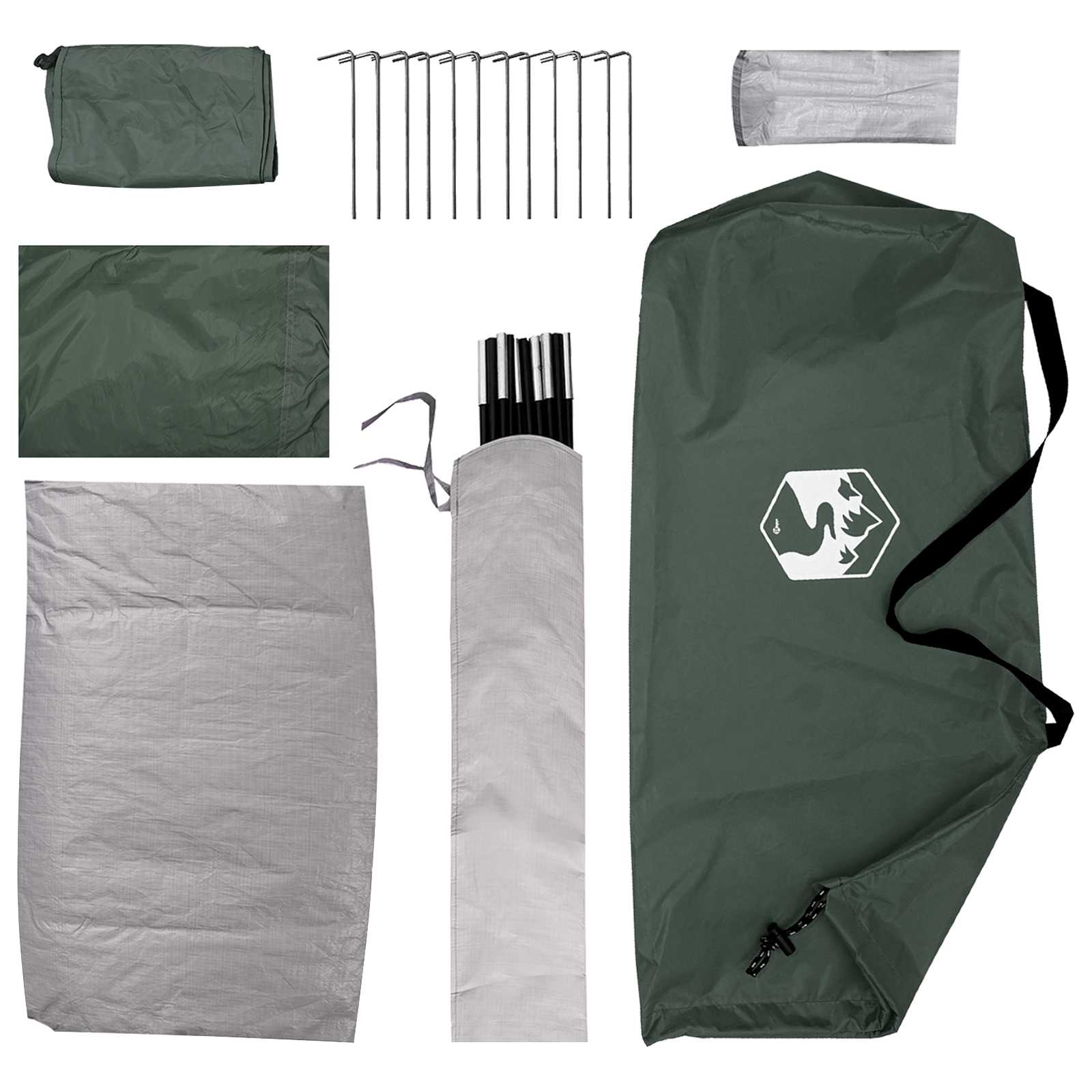Campingzelt 4 Personen Olivegrün Polyester und Stahl