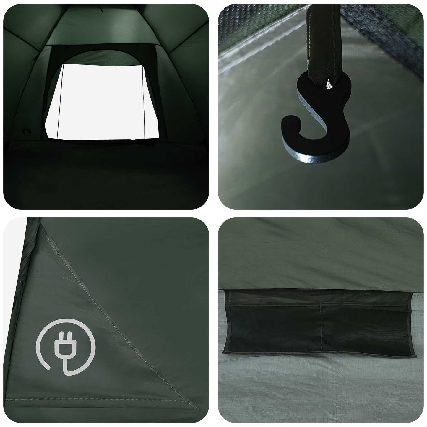 Campingzelt 4 Personen Olivegrün Polyester und Stahl