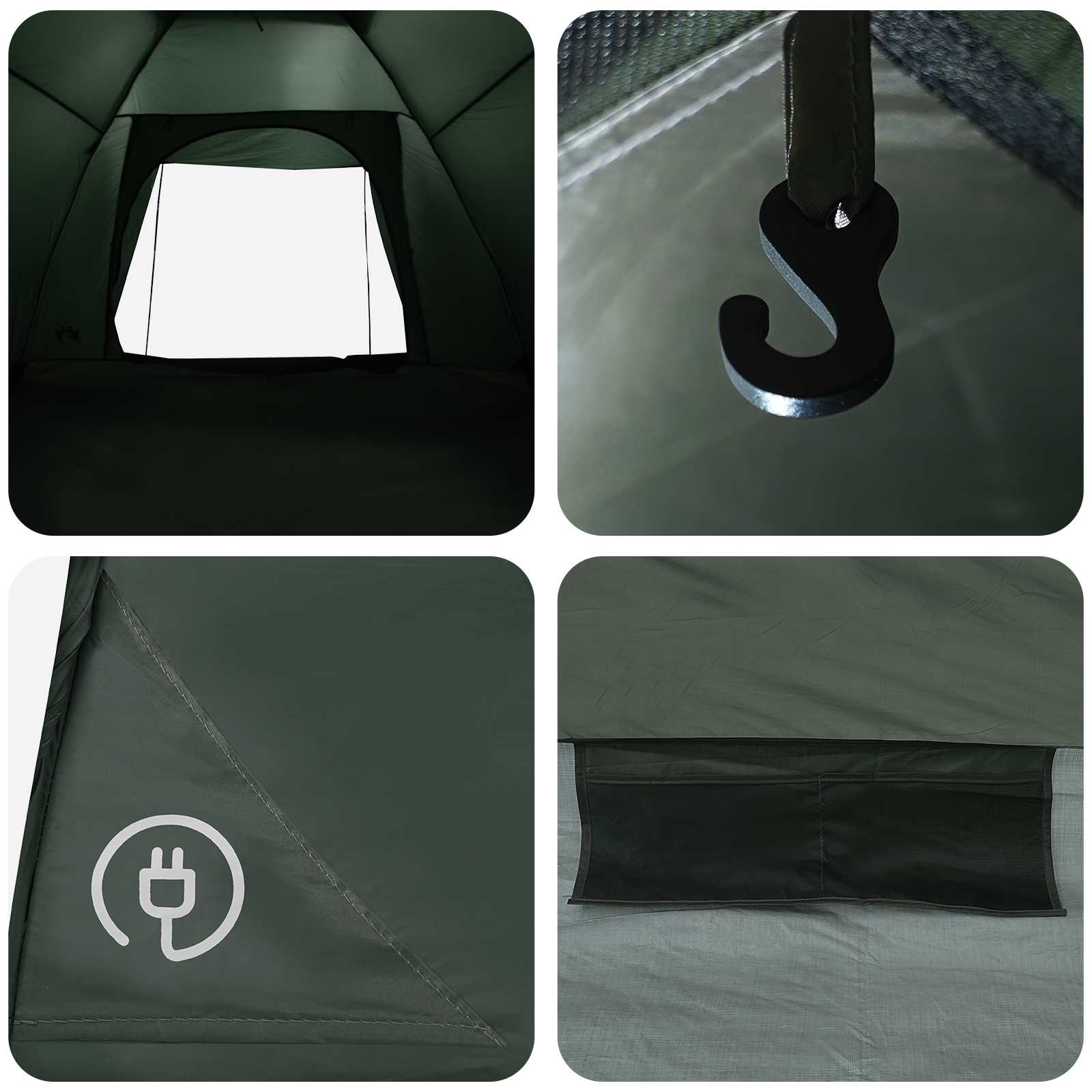 Campingzelt 4 Personen Olivegrün Polyester und Stahl