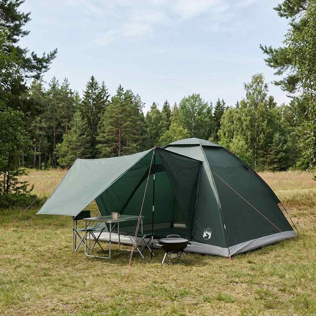 Campingzelt 4 Personen Olivegrün Polyester und Stahl