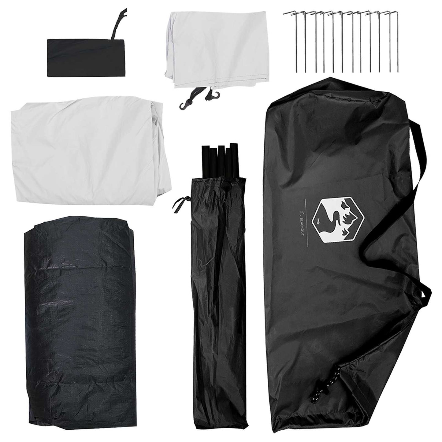 Campingzelt 4 Personen Weiß Blackout Polyester und Stahl
