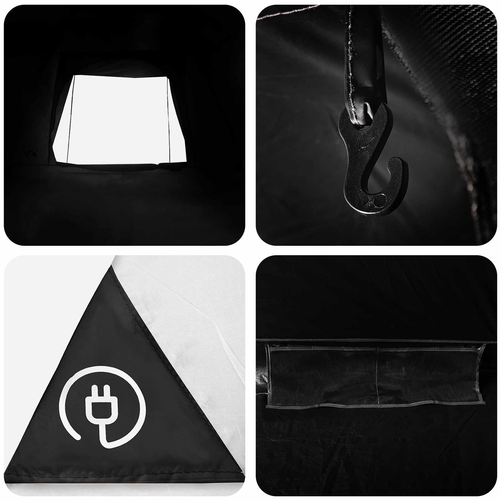 Campingzelt 4 Personen Weiß Blackout Polyester und Stahl