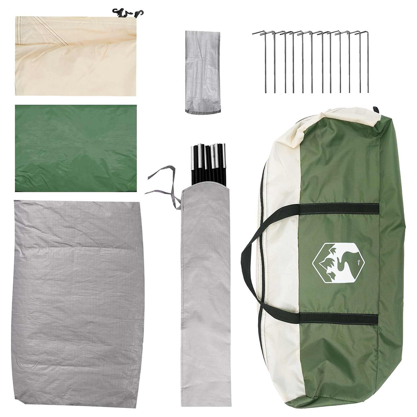 Campingzelt 6 Personen Grün Polyester und Stahl