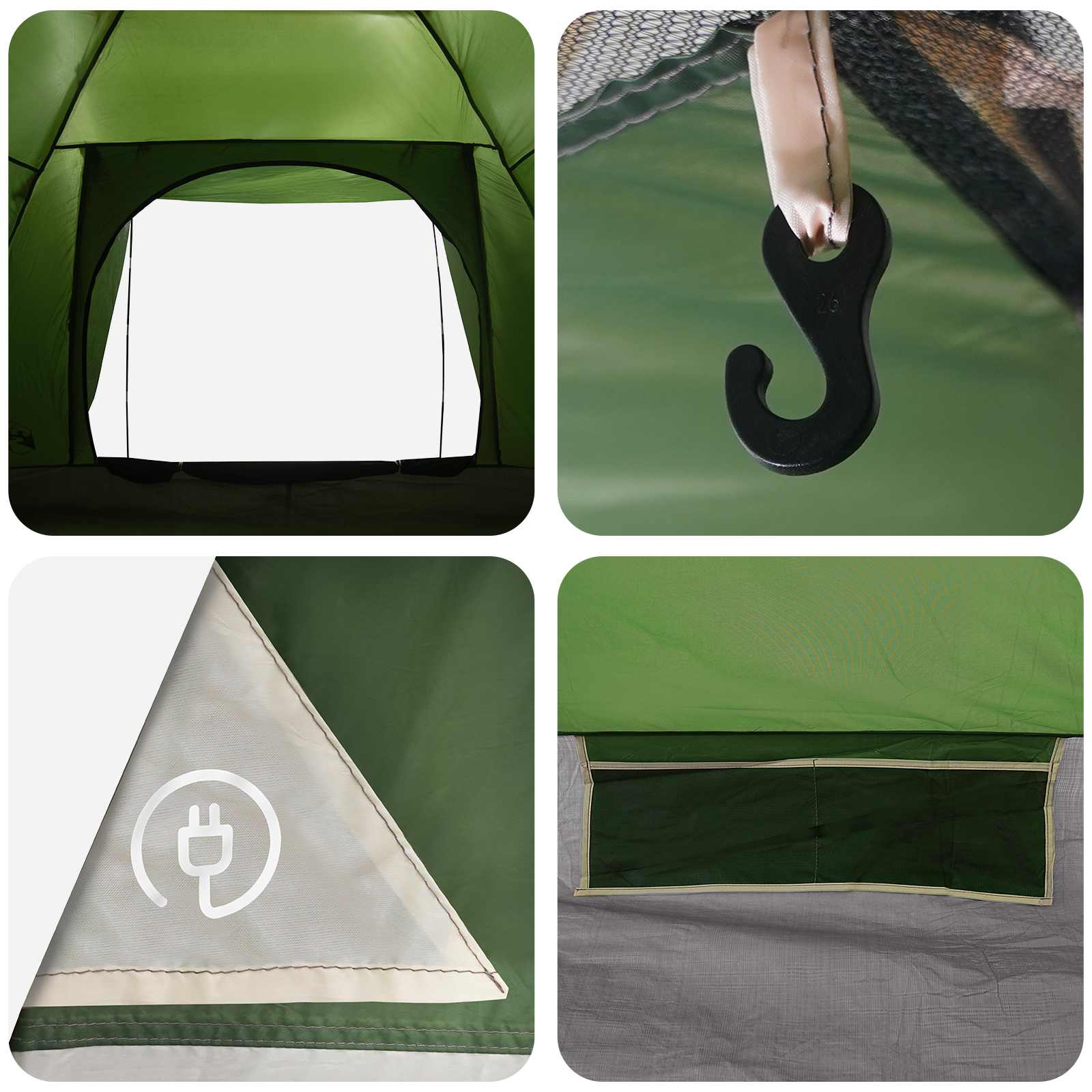 Campingzelt 6 Personen Grün Polyester und Stahl