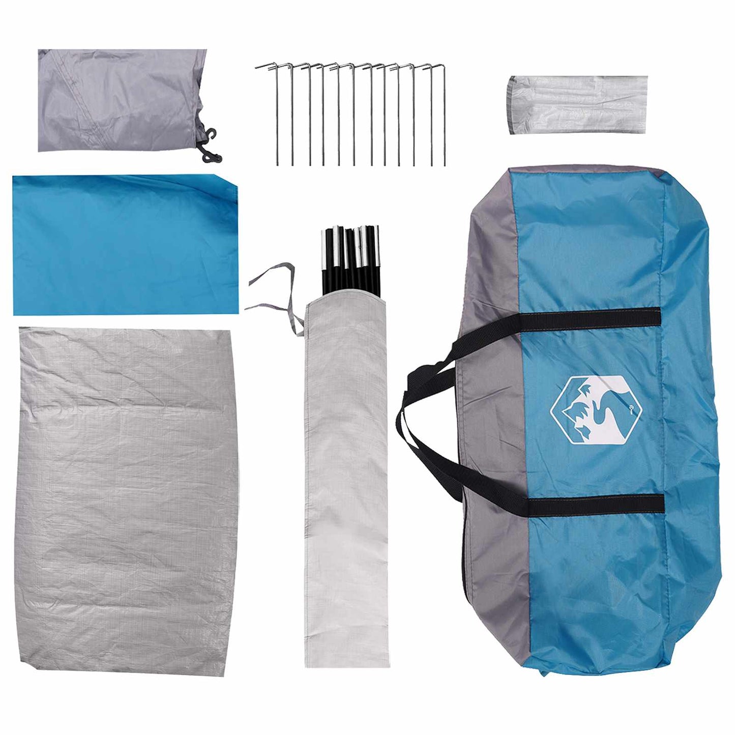 Campingzelt 6 Personen Blau Polyester und Stahl