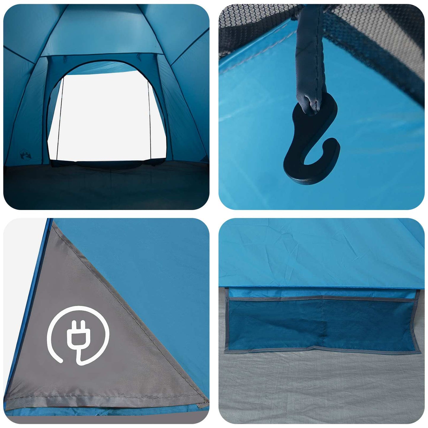 Campingzelt 6 Personen Blau Polyester und Stahl