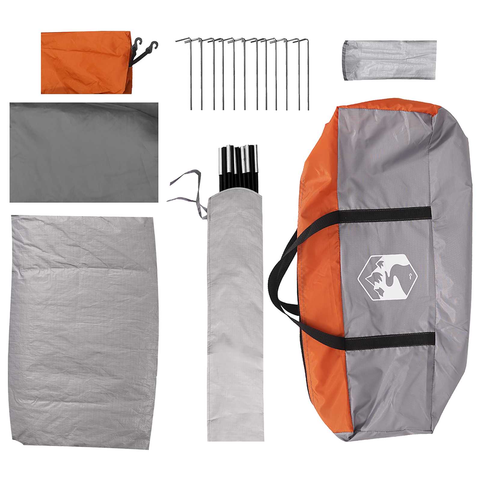 Campingzelt 6 Personen Grau und Orange Polyester und Stahl