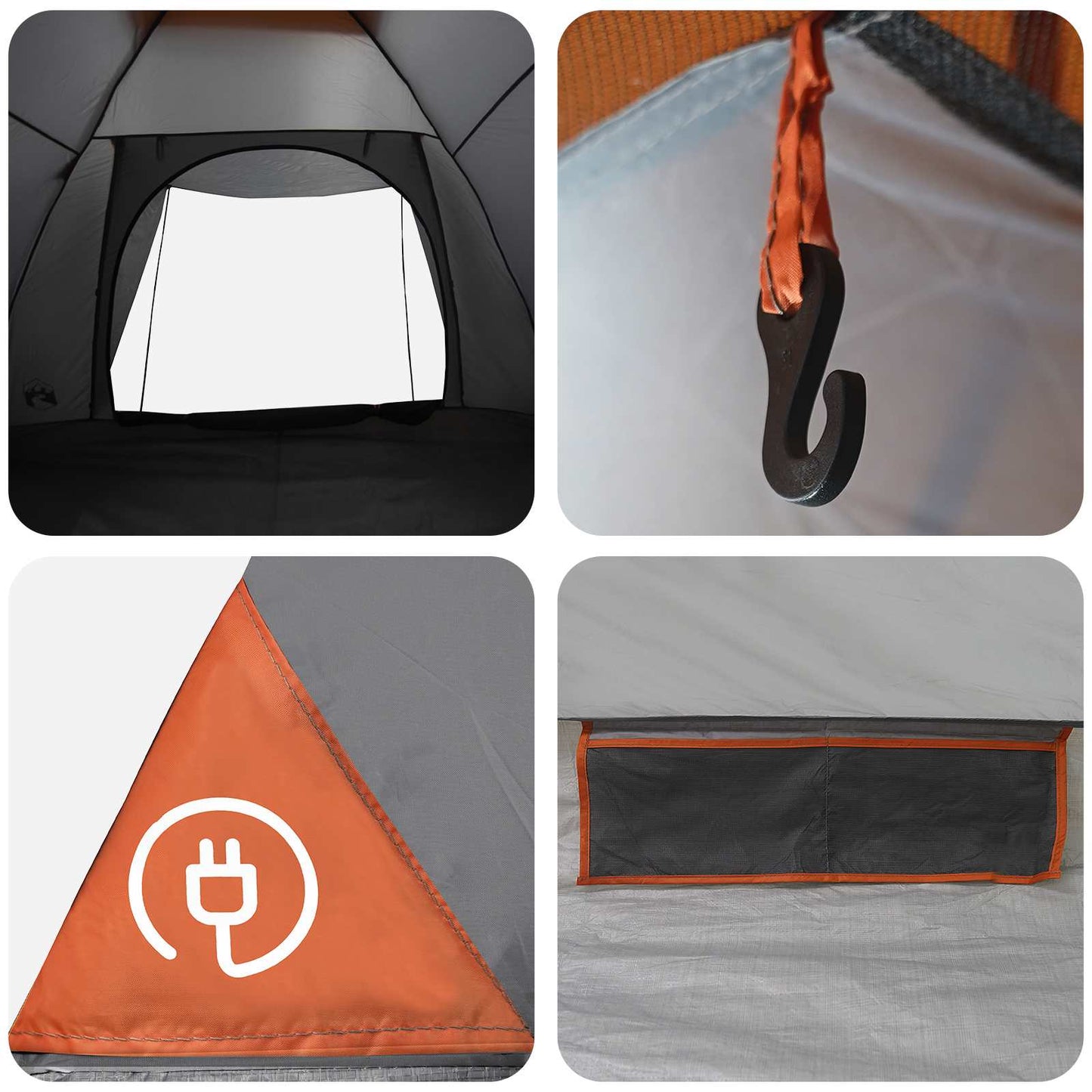 Campingzelt 6 Personen Grau und Orange Polyester und Stahl