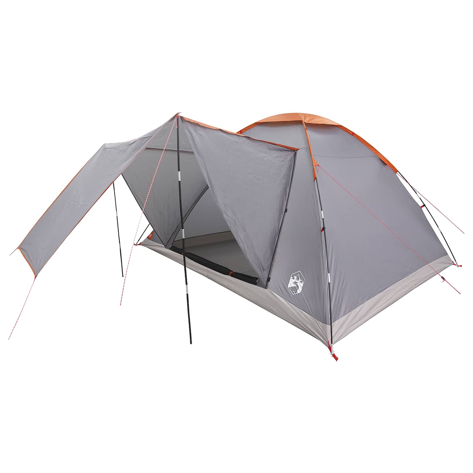 Campingzelt 6 Personen Grau und Orange Polyester und Stahl