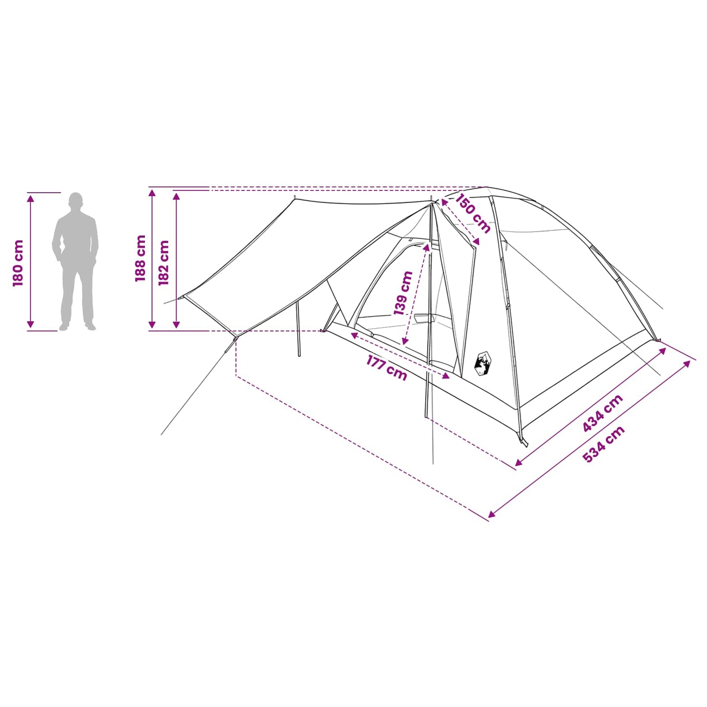 Campingzelt 6 Personen Grau und Orange Polyester und Stahl