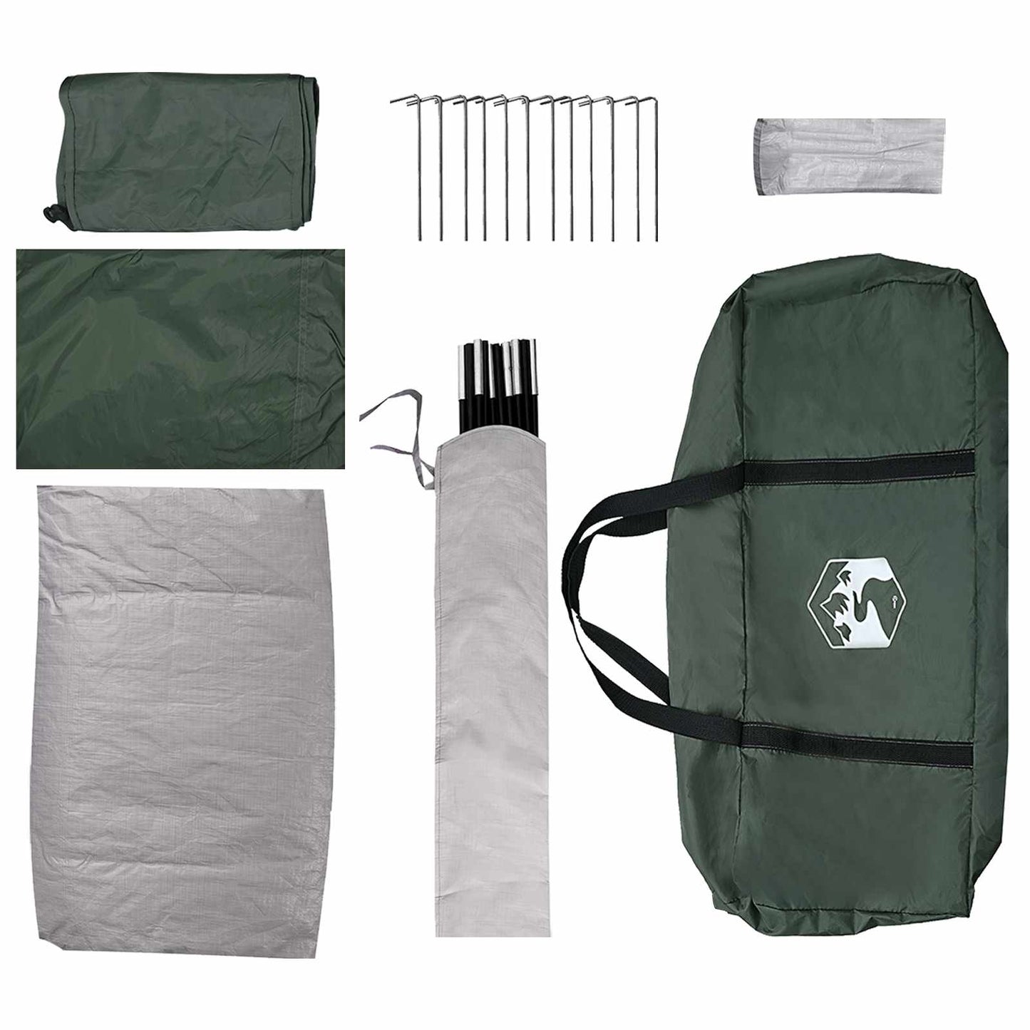 Campingzelt 6 Personen Olivegrün Polyester und Stahl