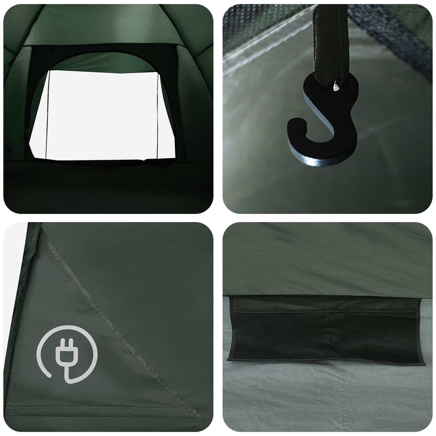 Campingzelt 6 Personen Olivegrün Polyester und Stahl