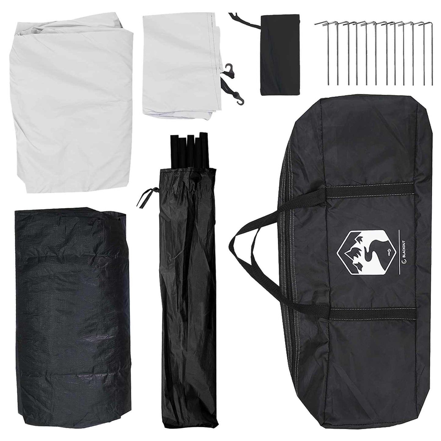 Campingzelt 6 Personen Weiß Blackout Polyester und Stahl