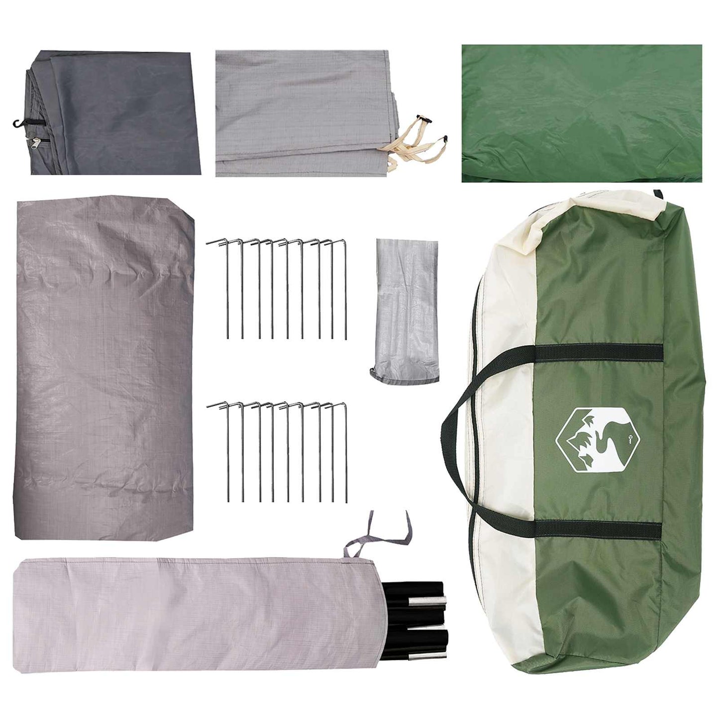 Tunnelzelt mit Dach Grün 8-Personen Polyester und Stahl